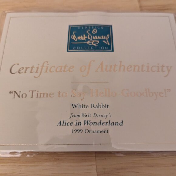 WDCC "No Time to Say Hello-Goodbye" White Rabbit Ornament New in Box with COA - Picture 10 of 12